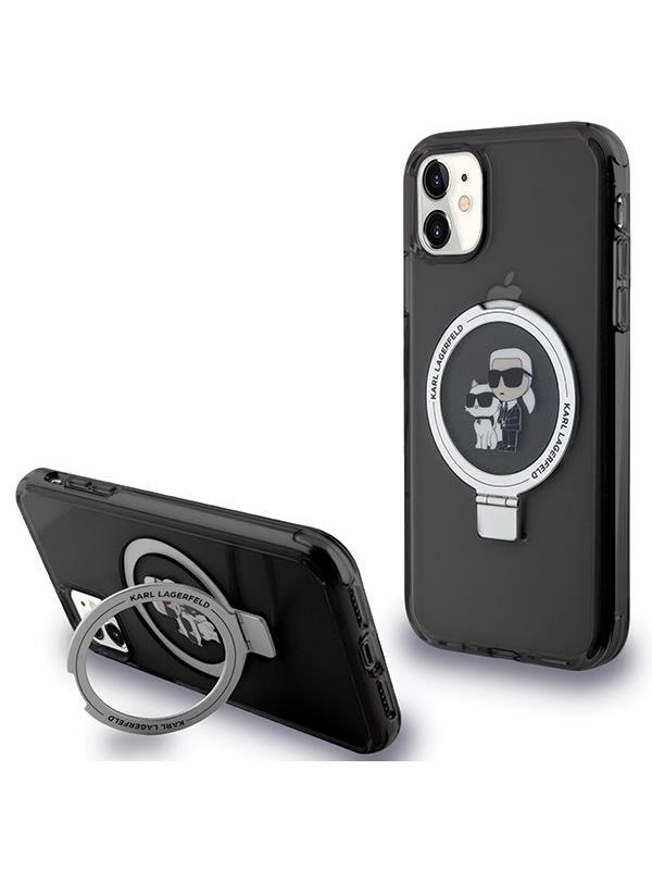 Karl Lagerfeld Ring Stand Karl&Choupette MagSafe case for iPhone 11 / Xr - black