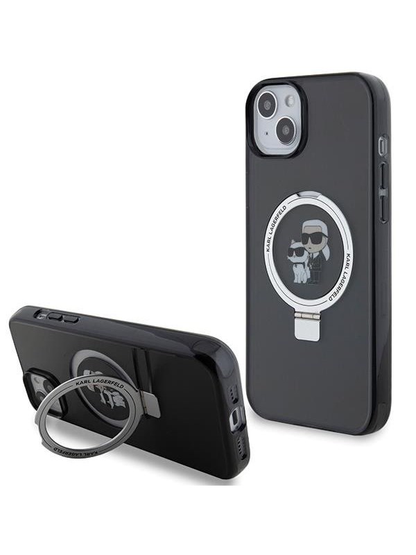 Karl Lagerfeld Ring Stand Karl&Choupette MagSafe case for iPhone 14 / 15 / 13 - black
