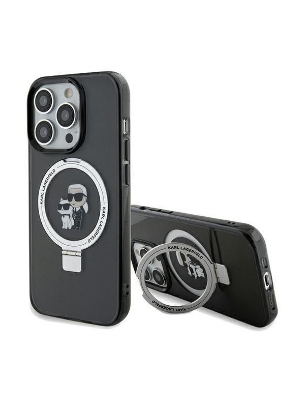 Karl Lagerfeld Ring Stand Karl&Choupette MagSafe case for iPhone 14 Pro - black