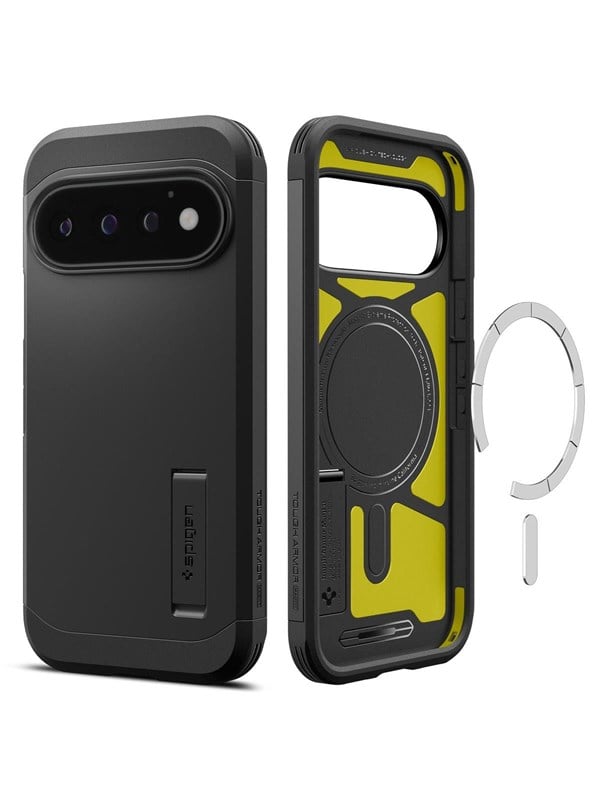 Spigen Tough Armor Hoesje Geschikt voor Google Pixel 11 Pro | Compatibel met MagSafe / Qi2 | Back Cover Militaire Standaard | Kickstand | Zwart