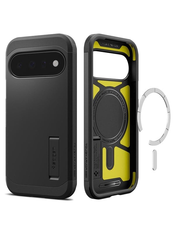 Spigen Tough Armor Hoesje Geschikt voor Google Pixel 11 | Compatibel met MagSafe / Qi2 | Back Cover Militaire Standaard | Kickstand | Zwart