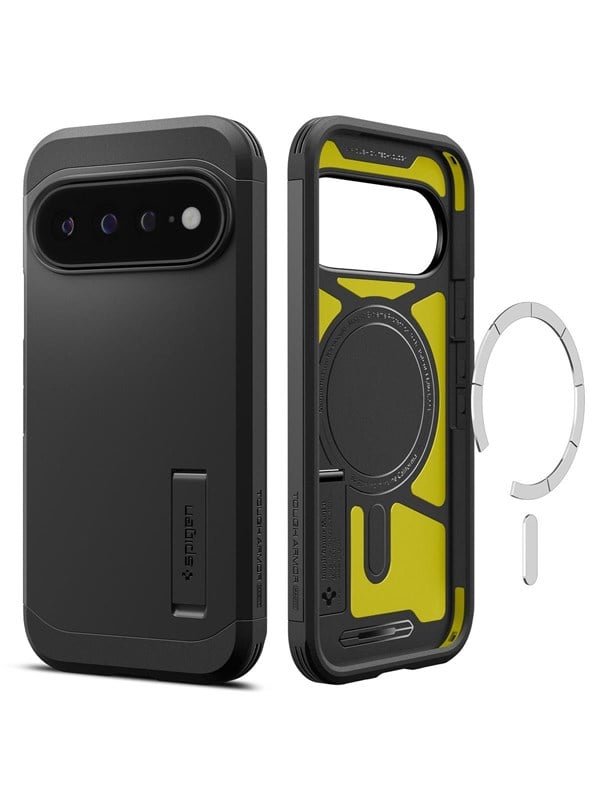 Spigen Tough Armor Hoesje Geschikt voor Google Pixel 11 Pro XL | Compatibel met MagSafe / Qi2 | Back Cover Militaire Standaard | Kickstand | Zwart