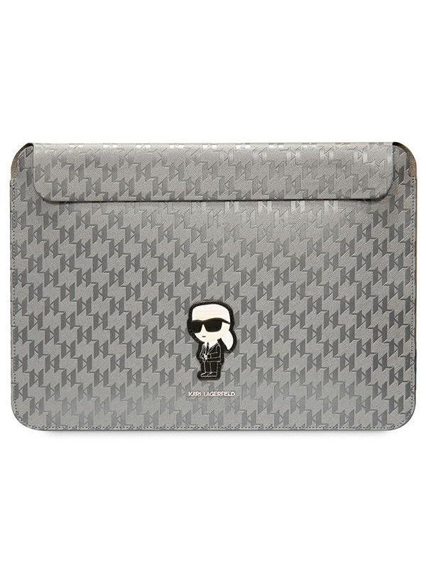 Karl Lagerfeld Saffiano Monogram Ikonik case for a 14" laptop - silver