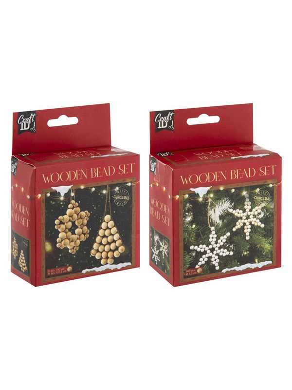 Creative Craft Group Wooden Bead Christmas Ornaments Set Christmas
