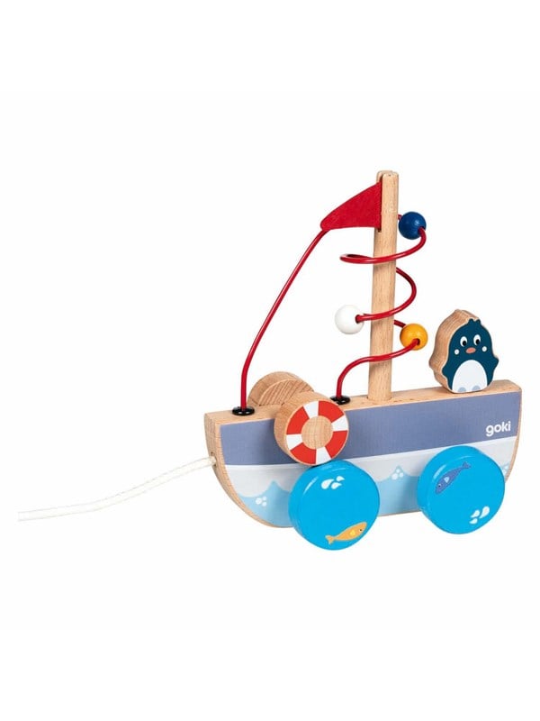Goki Pull Boat Ahoy with Bead Labyrinth