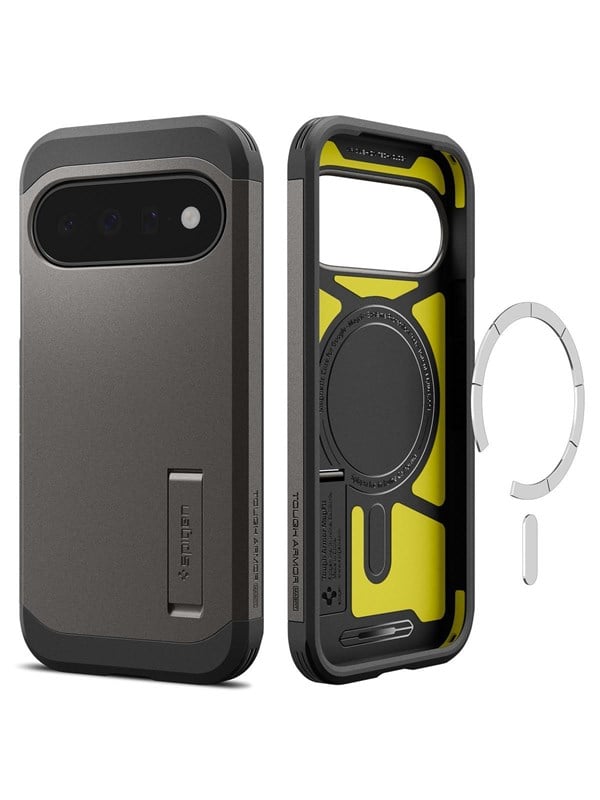 Spigen Tough Armor Hoesje Geschikt voor Google Pixel 11 | Compatibel met MagSafe / Qi2 | Back Cover Militaire Standaard | Kickstand | Gunmetal