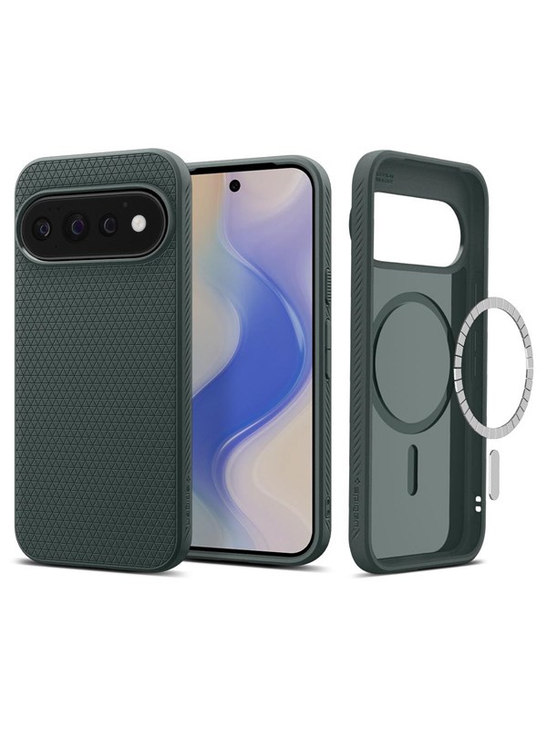 Spigen Hoesje Geschikt voor Google Pixel 11 Pro - Liquid Air MagFit - Compatibel met MagSafe - Back Cover Flexibel TPU - Groen