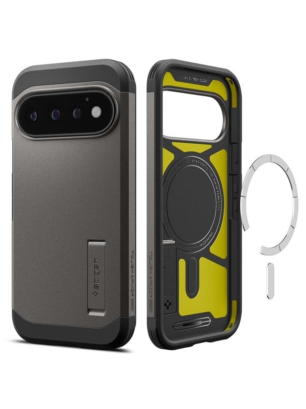 Spigen Tough Armor Hoesje Geschikt voor Google Pixel 11 Pro | Compatibel met MagSafe / Qi2 | Back Cover Militaire Standaard | Kickstand | Gunmetal