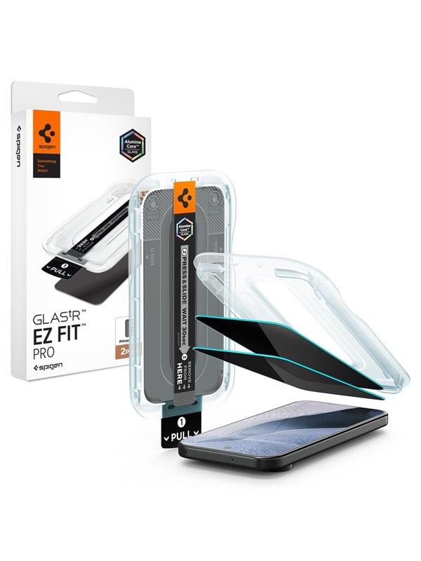 Spigen Privacy Glass Geschikt voor Google Pixel 11 Pro - EZ Fit GLAS.tR - 9H Tempered Glass Screen Protector - Case Friendly - Gemakkelijke Installatie - 2-Pack