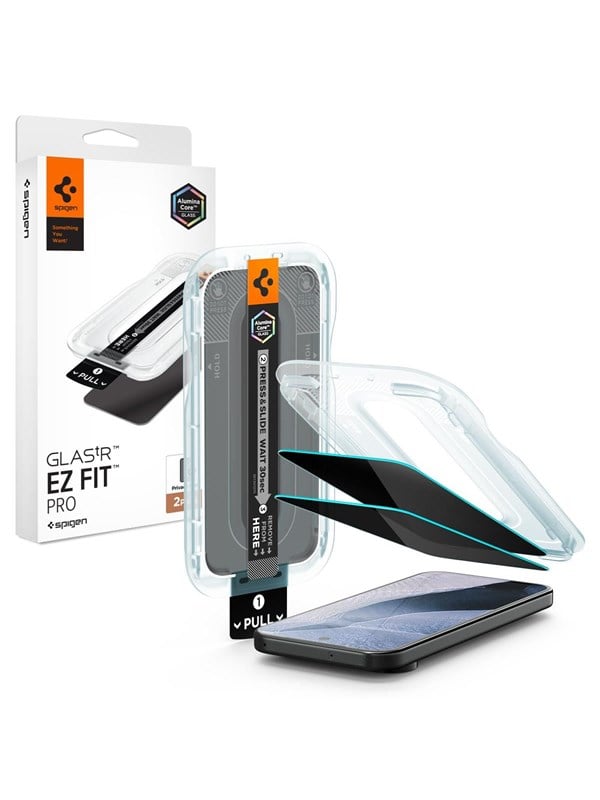 Spigen Privacy Glass Geschikt voor Google Pixel 11 Pro XL - EZ Fit GLAS.tR - 9H Tempered Glass Screen Protector - Case Friendly - Gemakkelijke Installatie - 2-Pack
