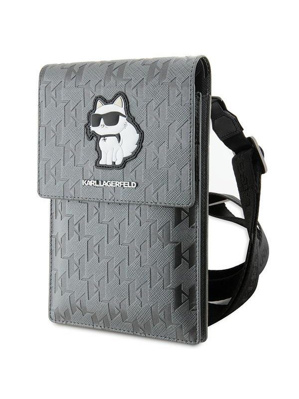 Karl Lagerfeld Case KLWBSAKHPCG Handbag - Silver Saffiano Monogram Choupette