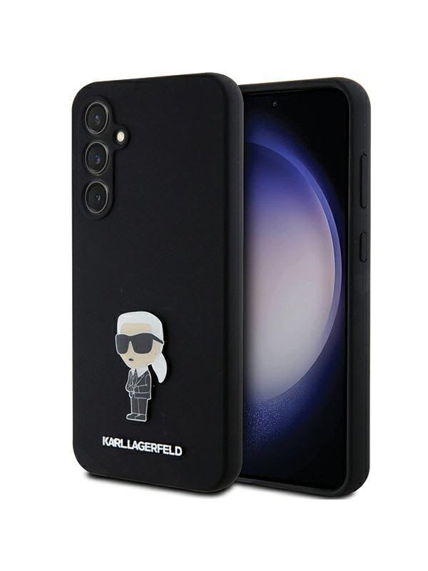 Karl - Lagerfeld - Siliconen Ikonik Metal Pin hoesje voor Samsung Galaxy S23 FE - zwart