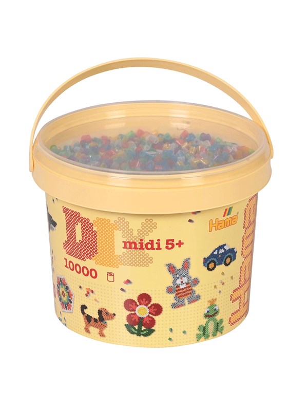 Hama Midi Transparent Ironing Beads in Bucket 10.000 pcs.