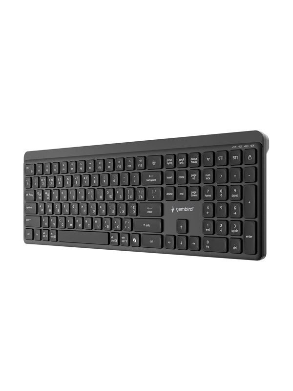 Gembird  keyboard - dual-mode pro-business slim full size - Cyrillic - black Input Device - Toetsenbord - Cyrillic - Zwart