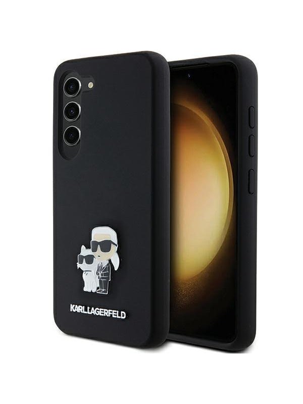 Karl Lagerfeld Silicone Karl&Choupette Metal Pin case for Samsung Galaxy S23 - black