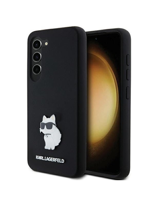Karl Lagerfeld Silicone Choupette Metal Pin case for Samsung Galaxy S23 - black