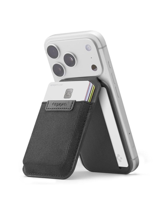 Spigen Slim Fold Stand Wallet MagSafe Pasjeshouder | Magnetische Kaarthouder voor Pasjes | Compatibel met MagSafe | Met Standaard | Pasjeshouder voor 12 Kaarten | Zwart