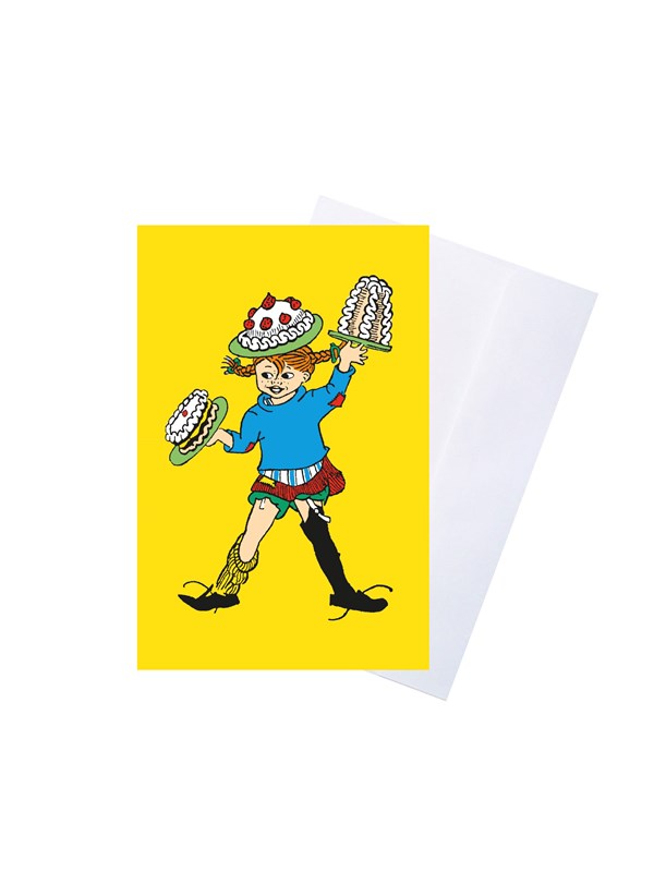 Pippi Langstrømpe Pippi - Greeting Card w. Envelope - Yellow
