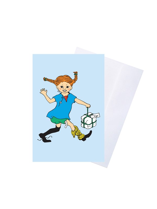 Pippi Langstrømpe Pippi - Greeting Card w. Envelope - Pink