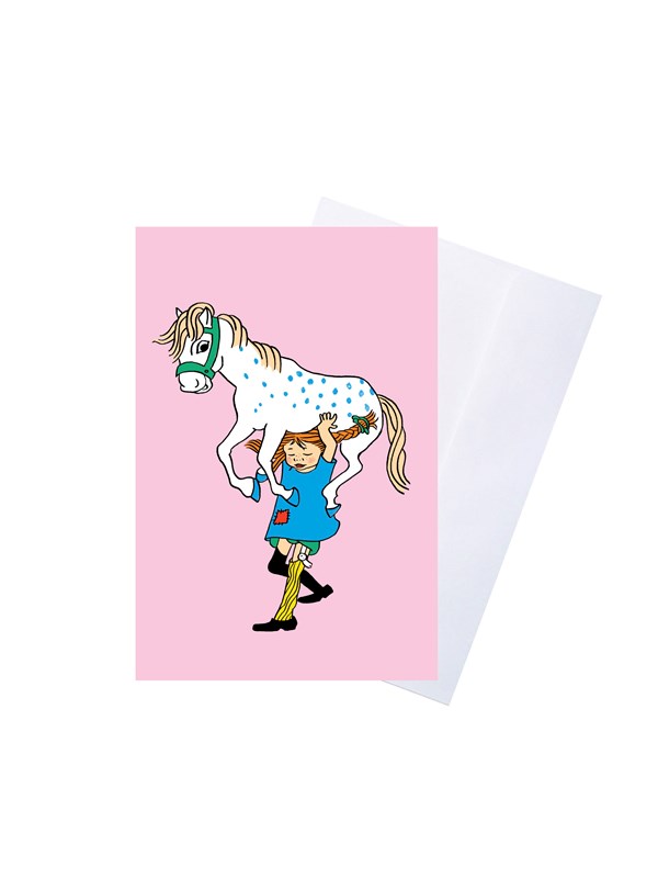 Pippi Langstrømpe Pippi - Greeting Card w. Envelope - Blue