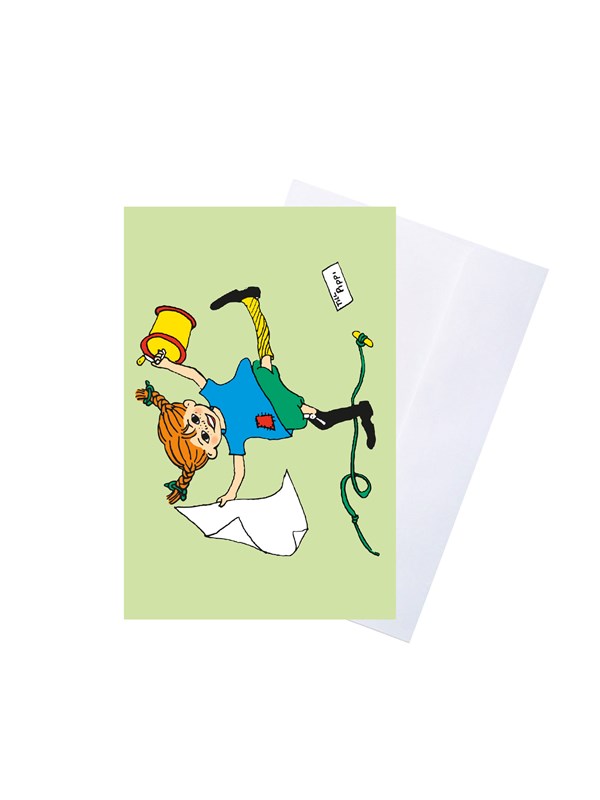 Pippi Langstrømpe Pippi - Greeting Card w. Envelope - Green