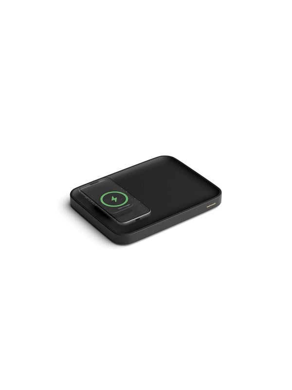 Twelve South Valet Sleutelbakje met Draadloze Oplader – Qi2 opladen tot 15W – Gemaakt van Premium Nappa Leer – Extra USB-C Poort voor Bedraad Opladen - Zwart