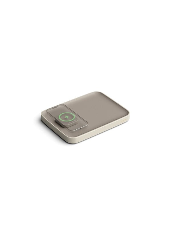 Twelve South Valet Sleutelbakje met Draadloze Oplader – Qi2 opladen tot 15W – Gemaakt van Premium Nappa Leer – Extra USB-C Poort voor Bedraad Opladen - Beige