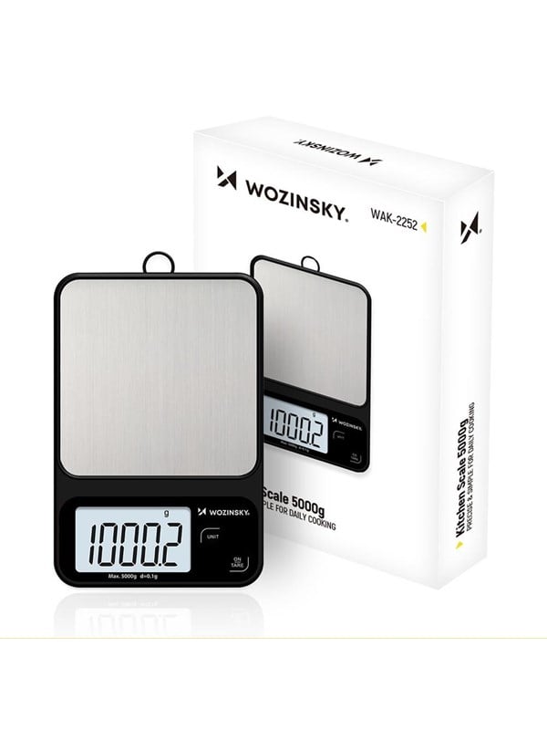 Wozinsky Keukenweegschalen WAK-2252 kitchen scale accurate with large LCD display up to 5 kg - black