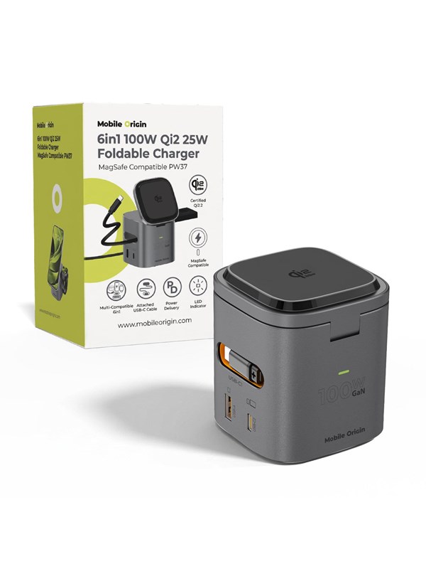 Mobile Origin 100W Qi2 25W Foldable Charger PW37 MagSafe Compatible