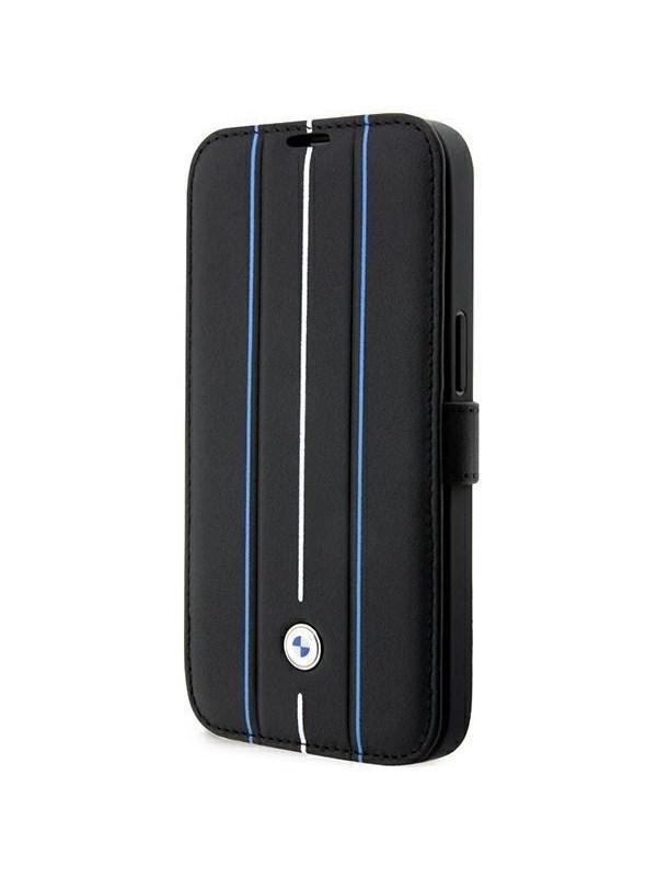 BMW BMBKP14L22RVSK iPhone 14 Pro 6.1" black/black bookcase Leather Stamp Blue Lines