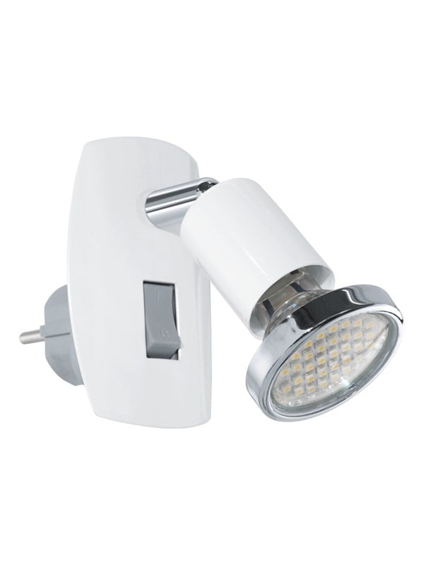 EGLO Mini 4 - Stekkerlamp - 1 Lichts - Wit/Chroom