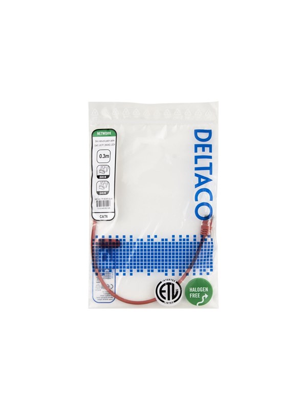 Deltaco patch cable - 0.3 m - red - Rood