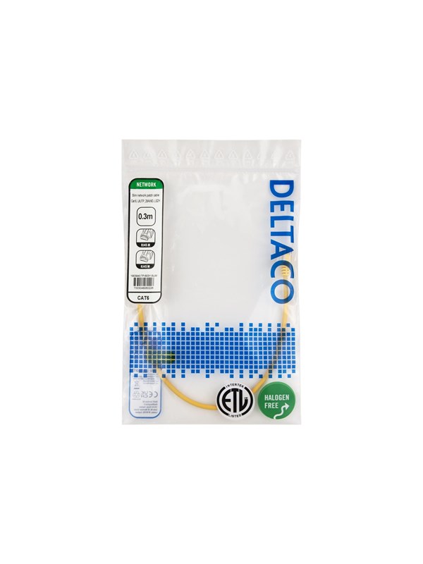 Deltaco patch cable - 0.3 m - yellow - Geel