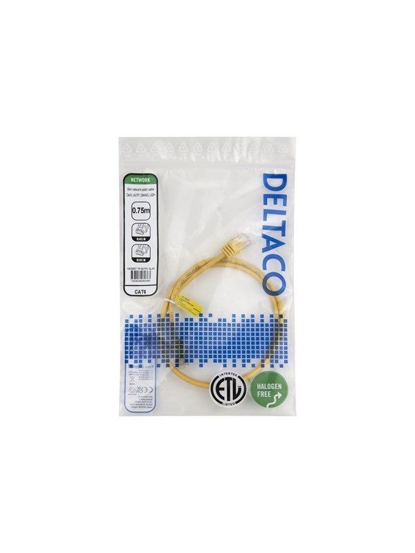 Deltaco patch cable - 0.75 m - yellow - Geel