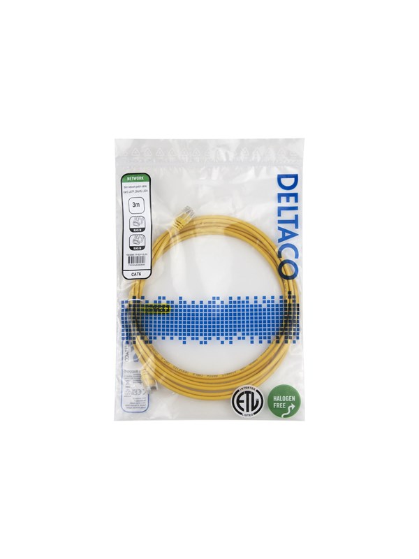 Deltaco patch cable - 3 m - yellow - Geel