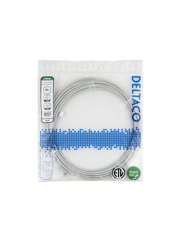 Deltaco patch cable - 5 m - grey - Grijs