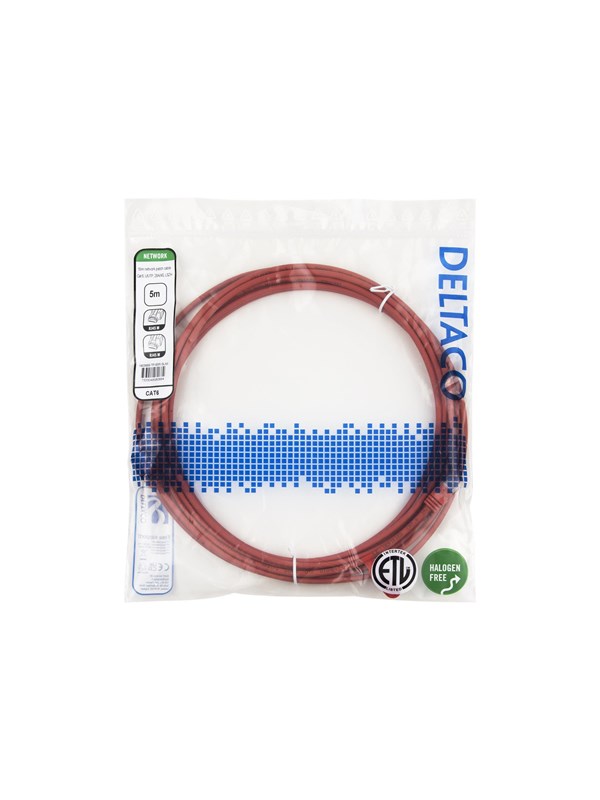 Deltaco patch cable - 5 m - red - Rood