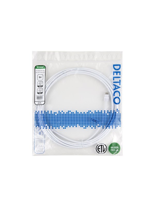 Deltaco patch cable - 5 m - white - Wit