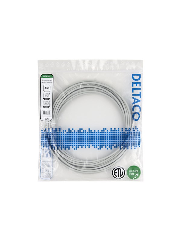 Deltaco patch cable - 10 m - grey - Grijs