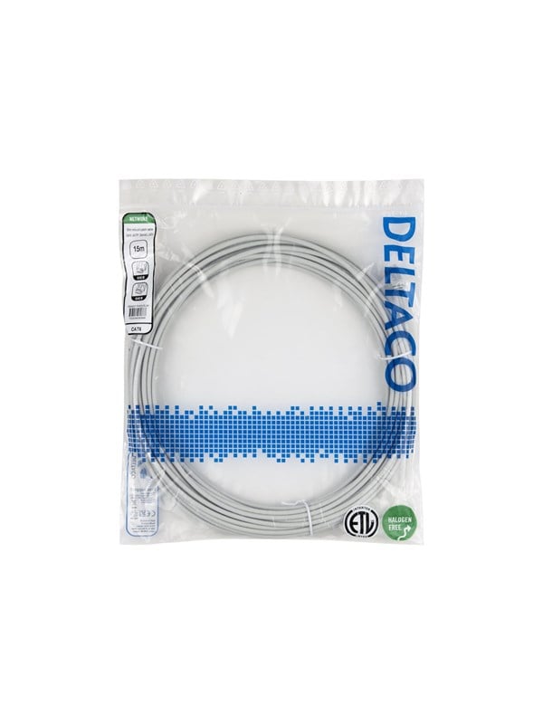 Deltaco patch cable - 15 m - grey - Grijs