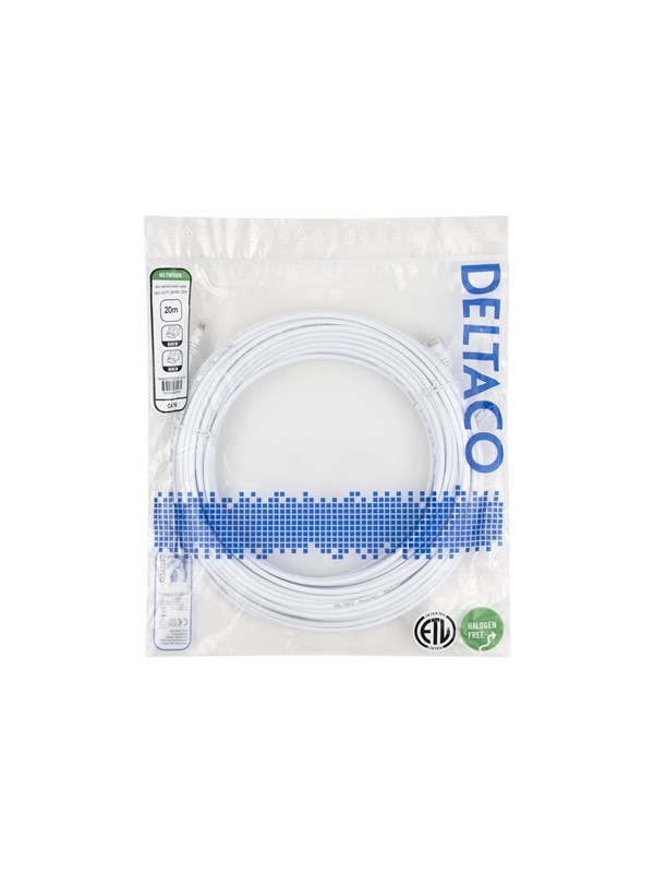 Deltaco patch cable - 20 m - white - Wit