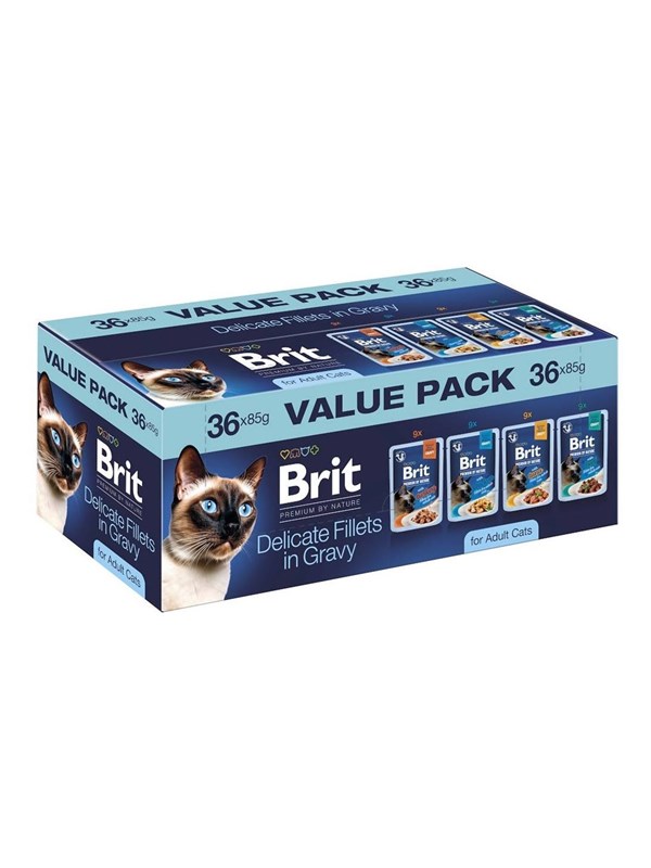 Brit Premium by Nature Delicate fillets in gravy Box - wet cat food - 36x85g