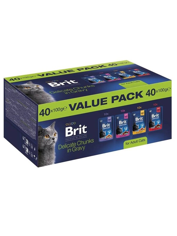 Brit Premium by Nature Value pack Adult Box - wet cat food - 40x100g