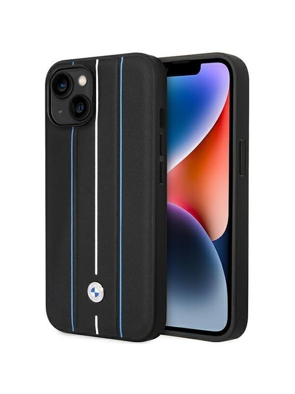 BMW BMHCP14S22RVSK iPhone 14 6.1" black/black hardcase Leather Stamp Blue Lines