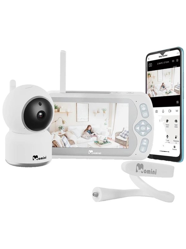 Momini BlissEye Baby Monitor with 5" HD Screen and Camera White