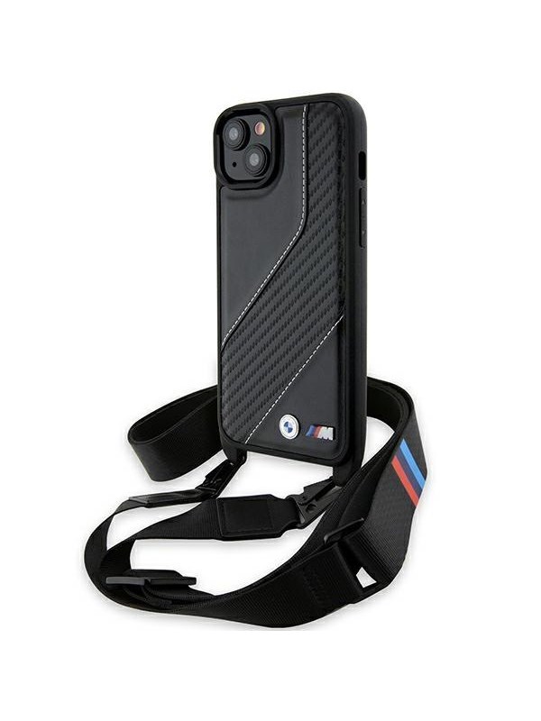 BMW M Edition Carbon Stripe & Strap case for iPhone 15 Plus / 14 Plus - black
