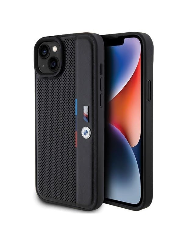BMW Perforated Tricolor Line case for iPhone 15 Plus / 14 Plus - black