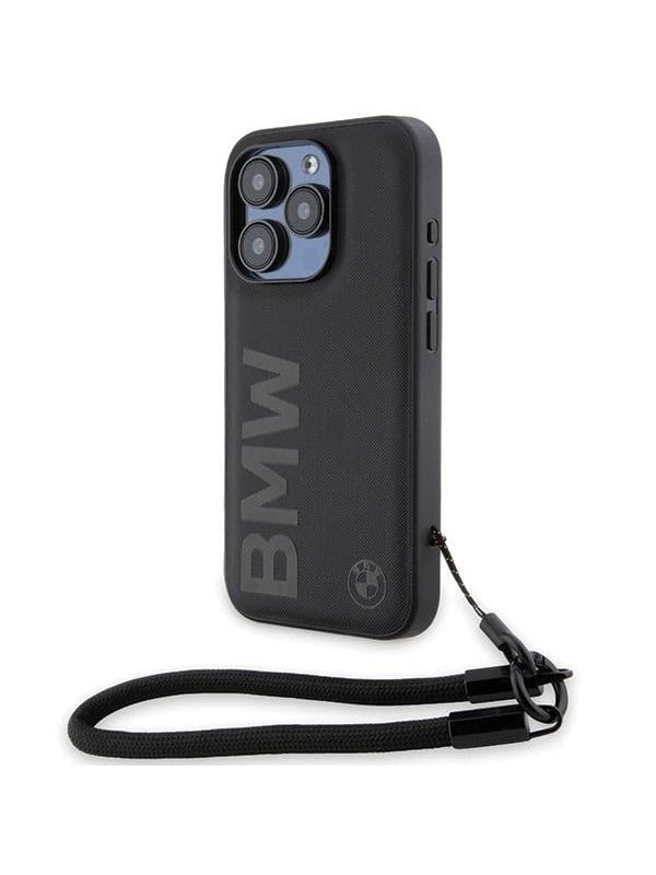 BMW Signature Leather Wordmark Back Case - Geschikt voor Apple iPhone 15 Pro Max (6.7") - Zwart