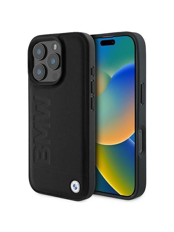 BMW Leather Hot Stamp iPhone 16 Pro Case - Black