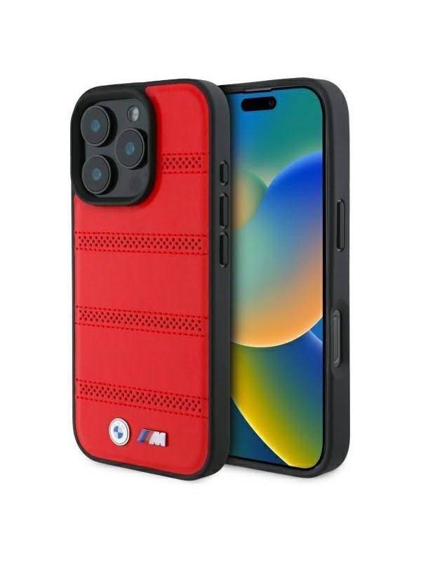 BMW M Perforated And Stitched Line MagSafe case for iPhone 16 Pro Max - red